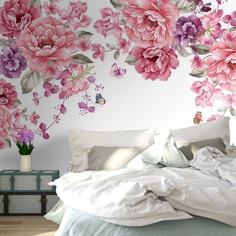 Custom Mural Wallpaper Oil Painting Effect Rose Flowers | BVM Home