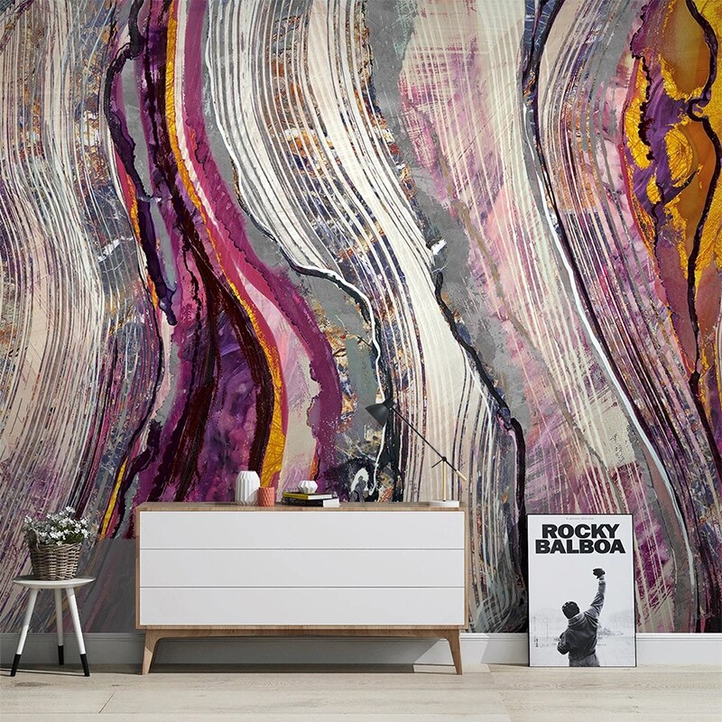Custom Mural Wallpaper Abstract Ink Line Wall Painting | BVM Home