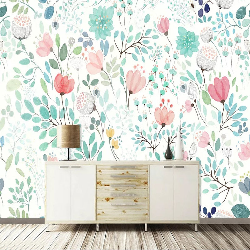 Custom Wallpaper Mural Watercolor Floral Wallcovering | BVM Home