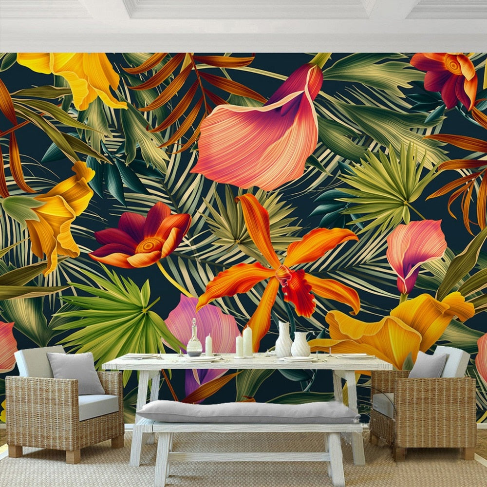 Custom Wallpaper Mural Tropical Rainforest Plant Flowers | BVM Home