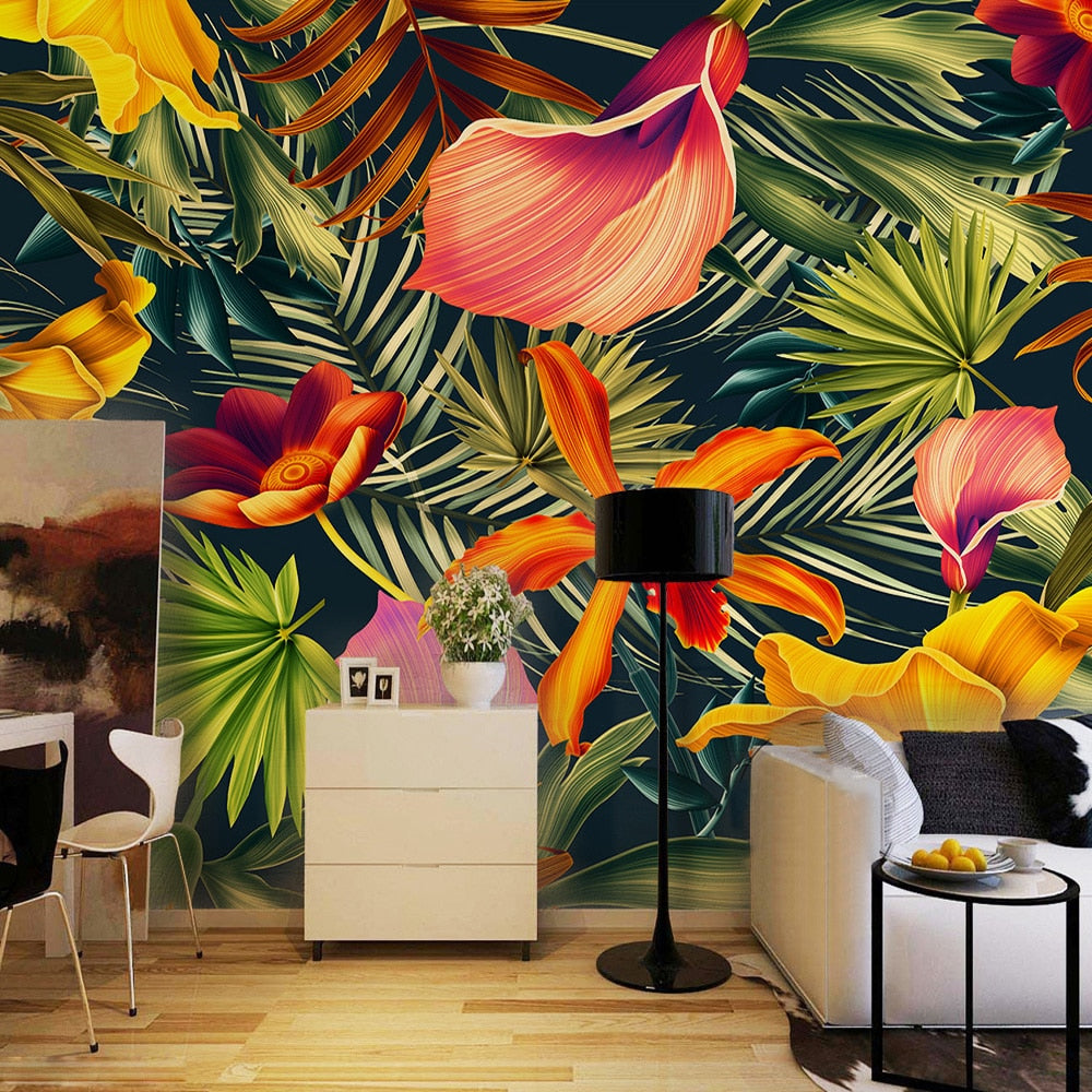 Custom Wallpaper Mural Tropical Rainforest Plant Flowers | BVM Home