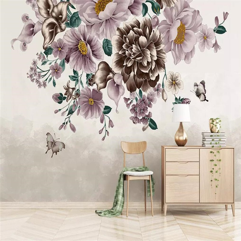 Custom Wallpaper Mural HD Hand-Painted Floral Wallcovering | BVM Home