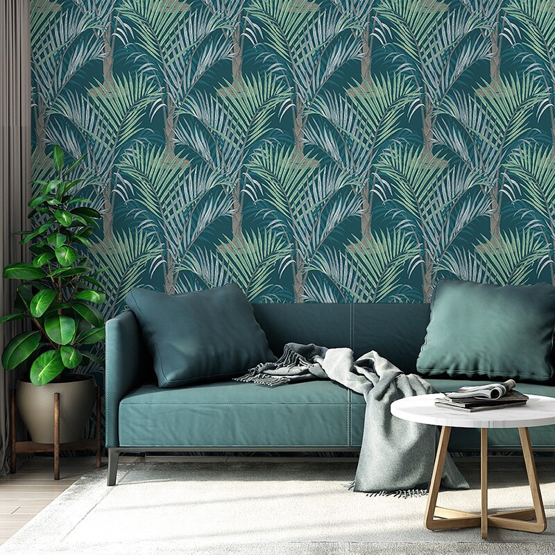 Green Plant Palm Leaves Tropical Rainforest Wallpaper | BVM Home