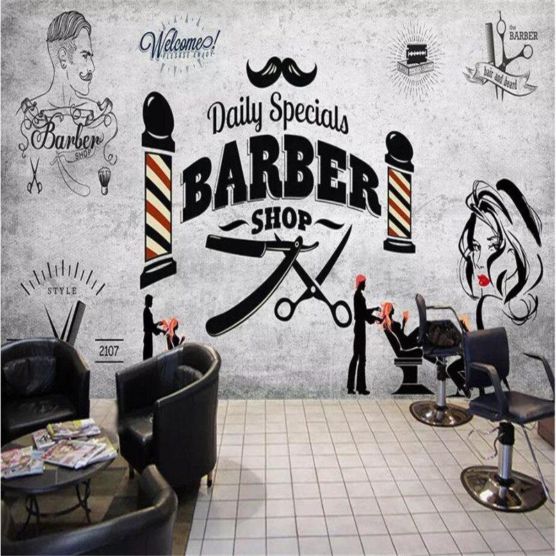 Custom Wallpaper Vintage Mural for Hair Salon Barber Shop | BVM Home