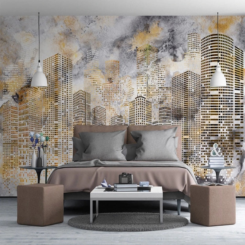 Custom Mural Wallpaper Abstract Cityscapes Silhouette | BVM Home