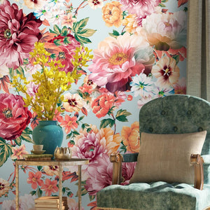 Custom Mural Pastoral Beautiful Bold Flowers Wallpaper | BVM Home