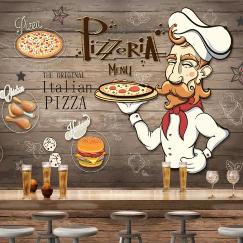 Custom Classic Wall Mural Pizza Restaurant Wallcovering BVM Home