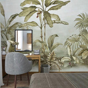 Custom Mural Wallpaper Tropical Banana Trees Wallcovering | BVM Home