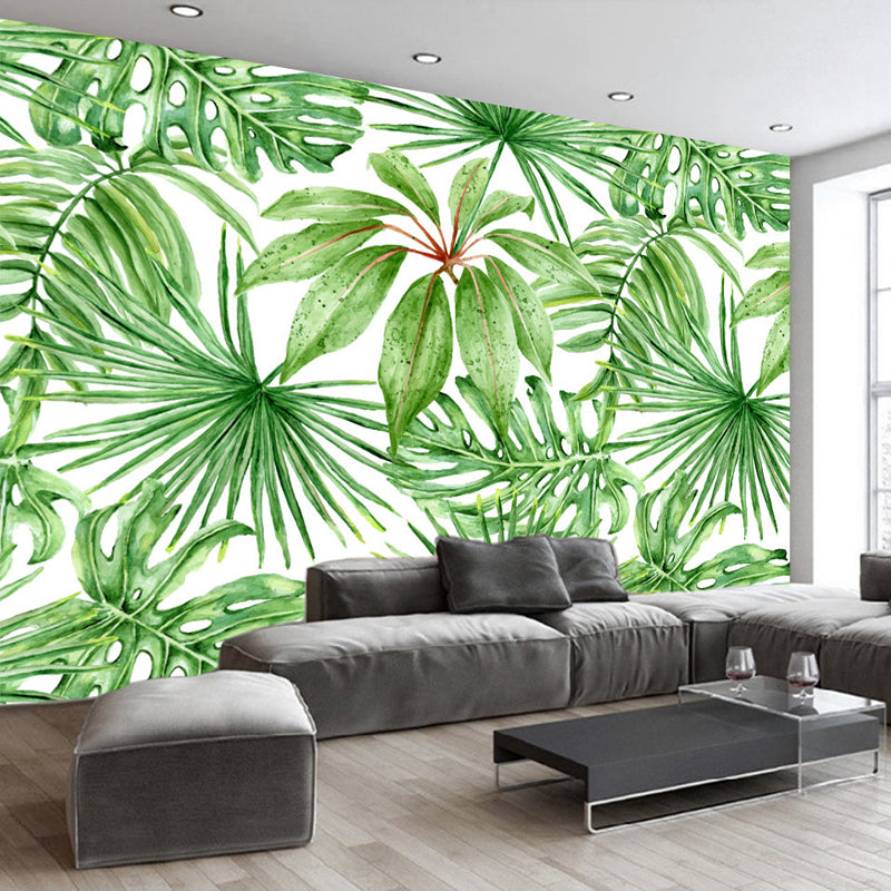 Custom Wallpaper Mural Green Leaves Wallcovering | BVM Home