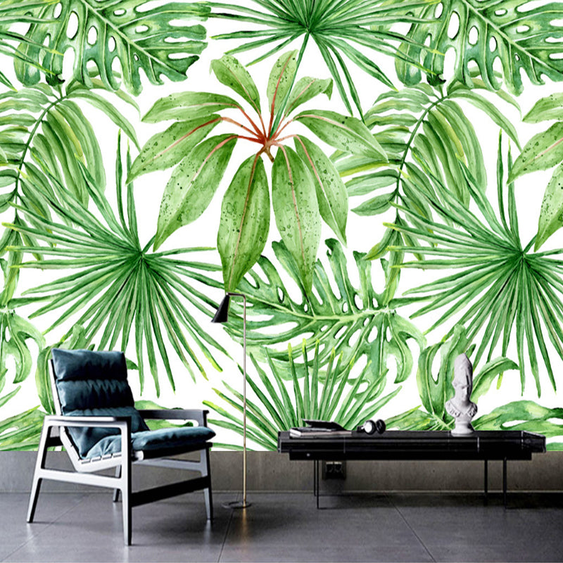 Custom Wallpaper Mural Green Leaves Wallcovering | BVM Home