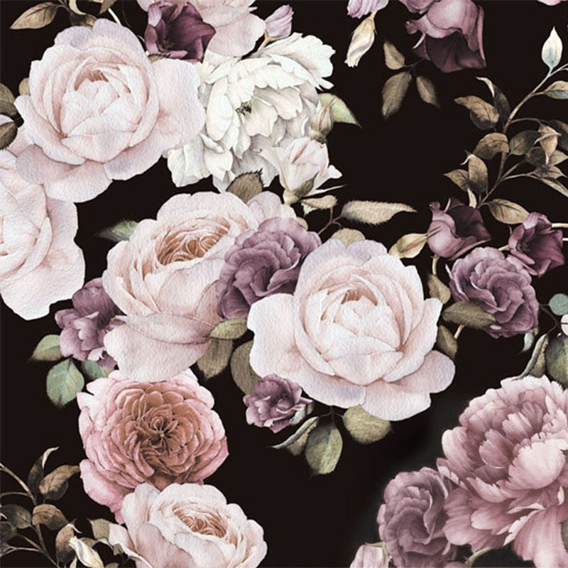 Custom 3D Floral Wallpaper Mural Rose Peony Flower Decor ...