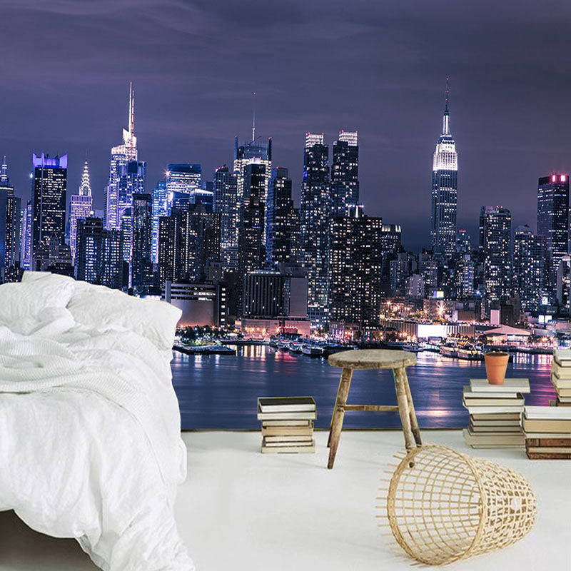 Custom 3D Wallpaper Mural Modern New York City Night View | BVM Home