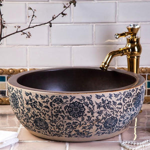 Chinese Porcelain Wash Basin Art Countertop Ceramic Sink