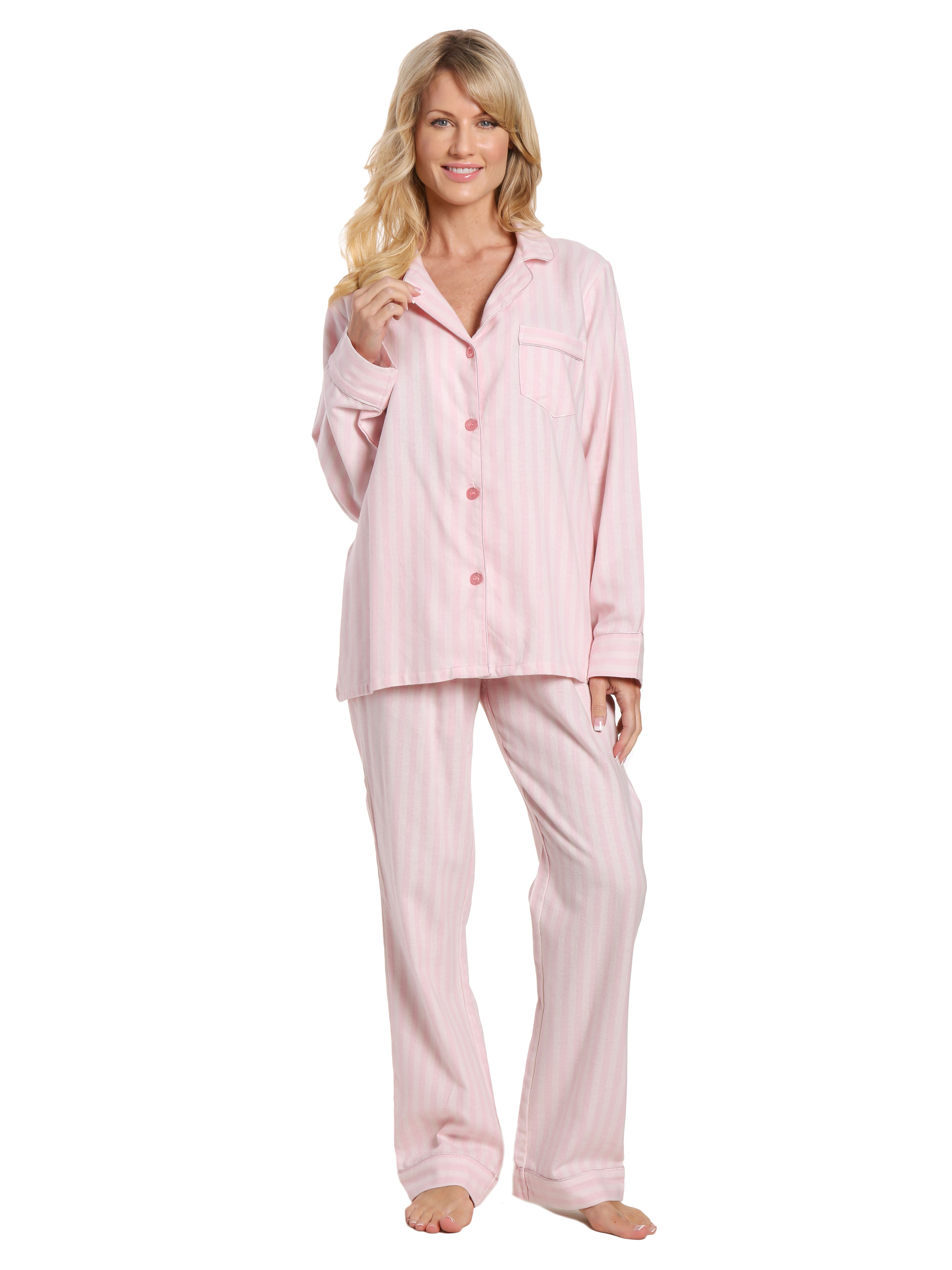 Womens 100 Cotton Lightweight Flannel Pajama Sleepwear Set Stripes Flannelpeople 