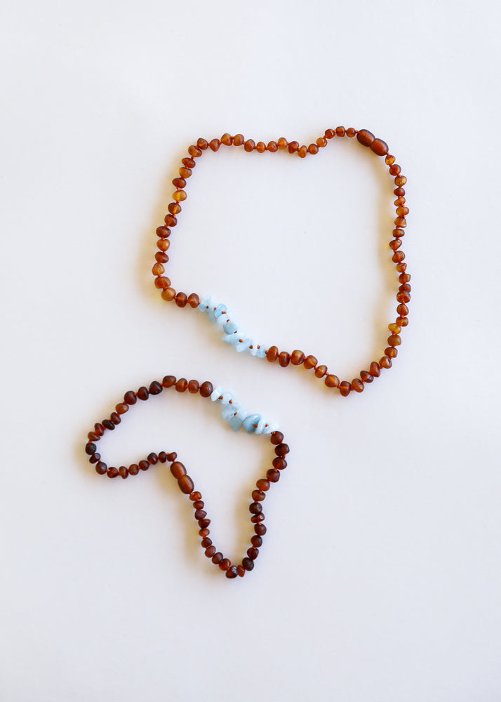 Raw Cognac Amber Raw Blue Amazonite Mommy Me Necklaces Canyonleaf