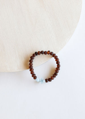 Raw Cognac Amber Raw Blue Amazonite Adult Bracelet Canyonleaf