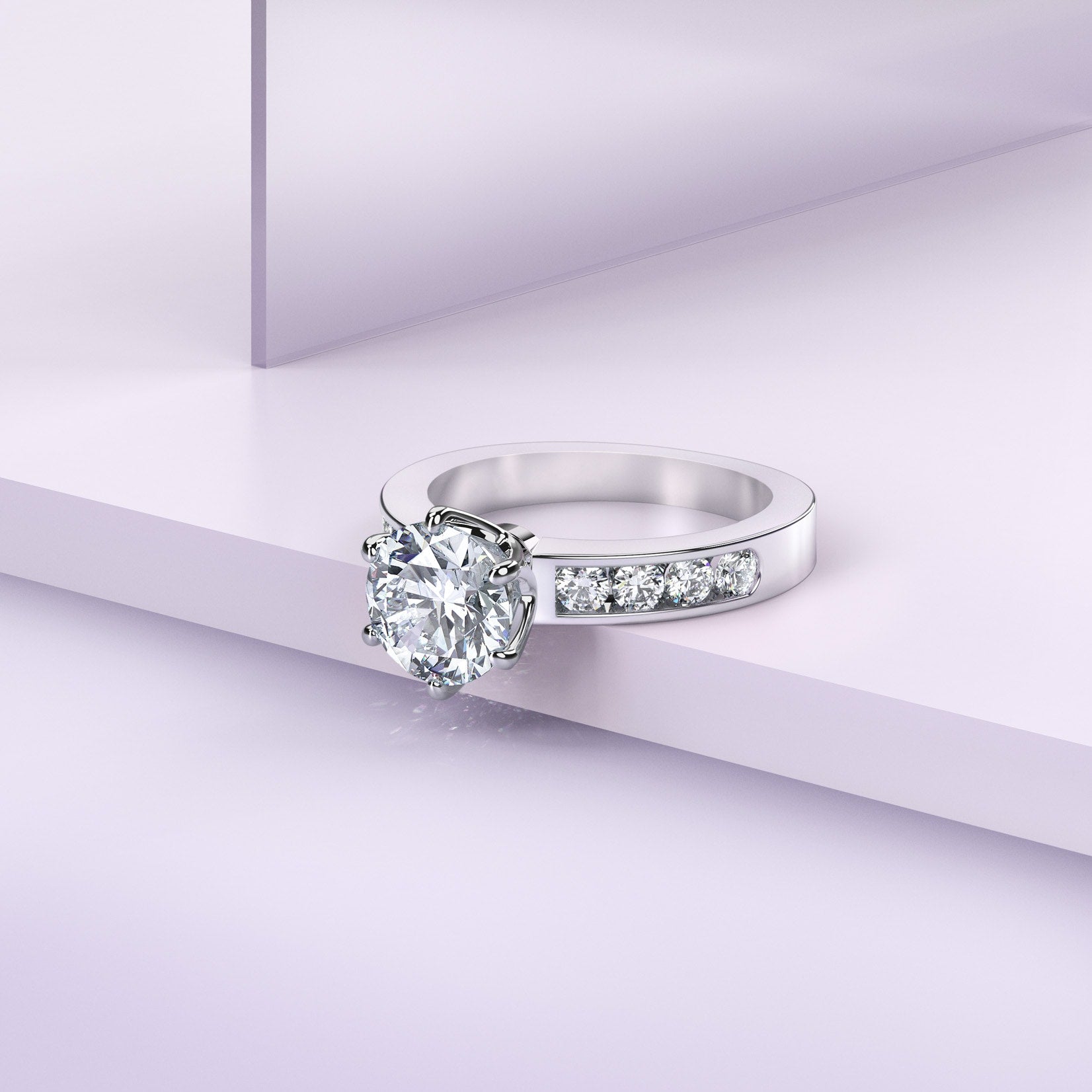 Channel 2 Carat Platinum Diamond Engagement Ring | Couple