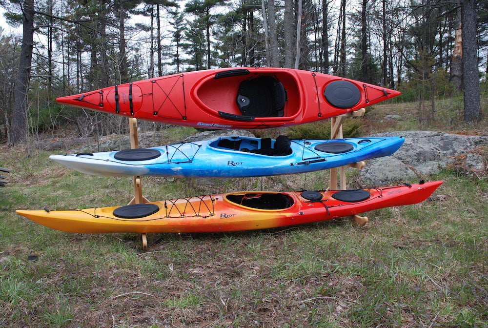 Freestanding 3 Kayak Storage Rack with optional wheels