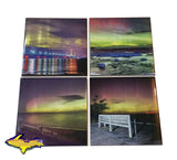 Mackinac Bridge Northern Lights Coaster Set