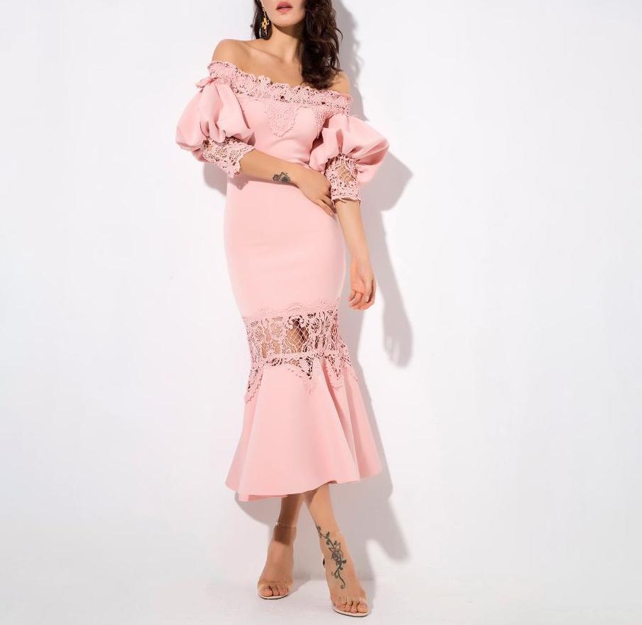 pink lace midi