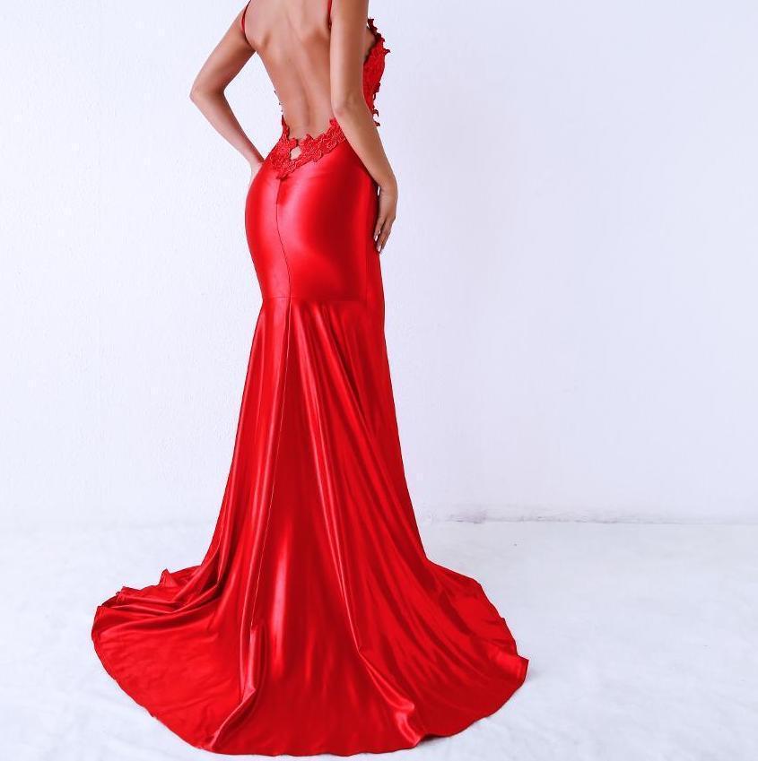 red maxi party dress