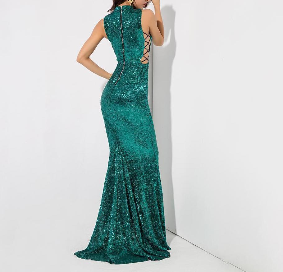 green sequin maxi