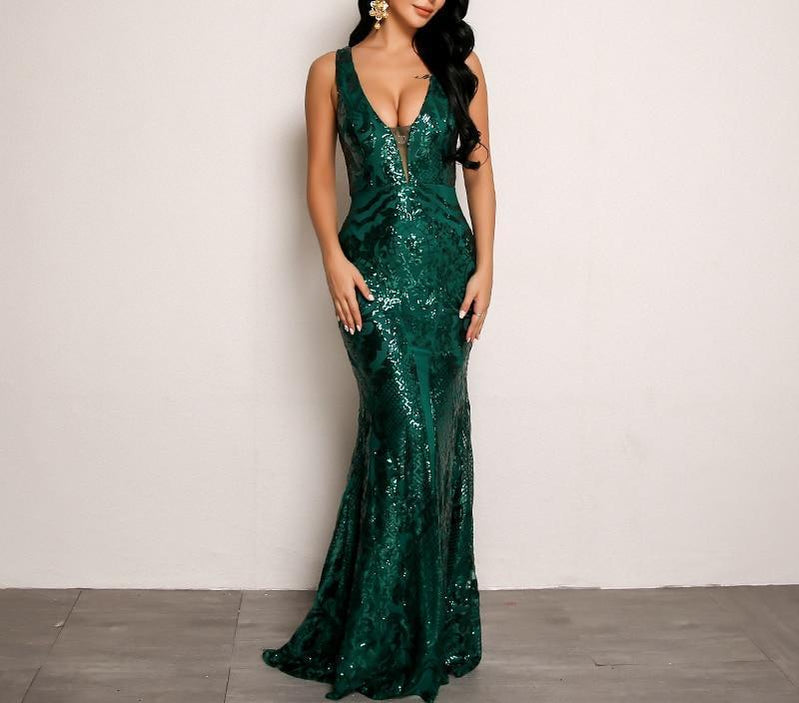 emerald glitter dress