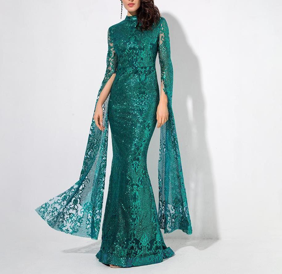 green glitter dress