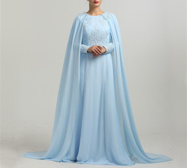 light blue chiffon dress with sleeves