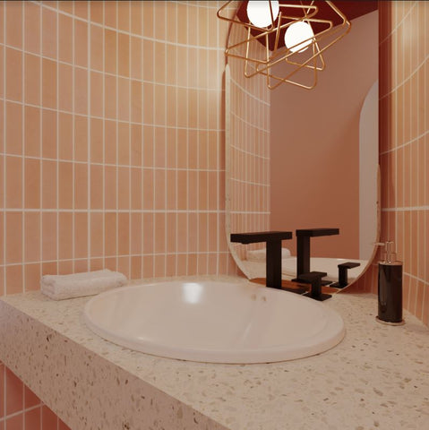  El blanco y negro en un baño con estética nórdica