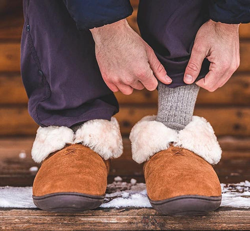 staheekum tan shearling slippers