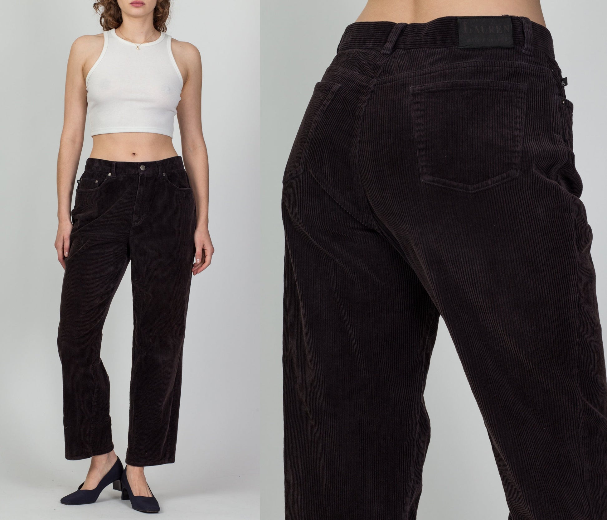 80s Ralph Lauren Corduroy High Waist Pants - Medium to Large, 31