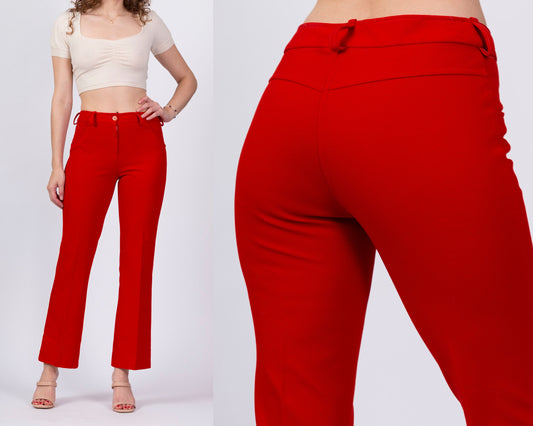 High-waist, flared trousers - Red