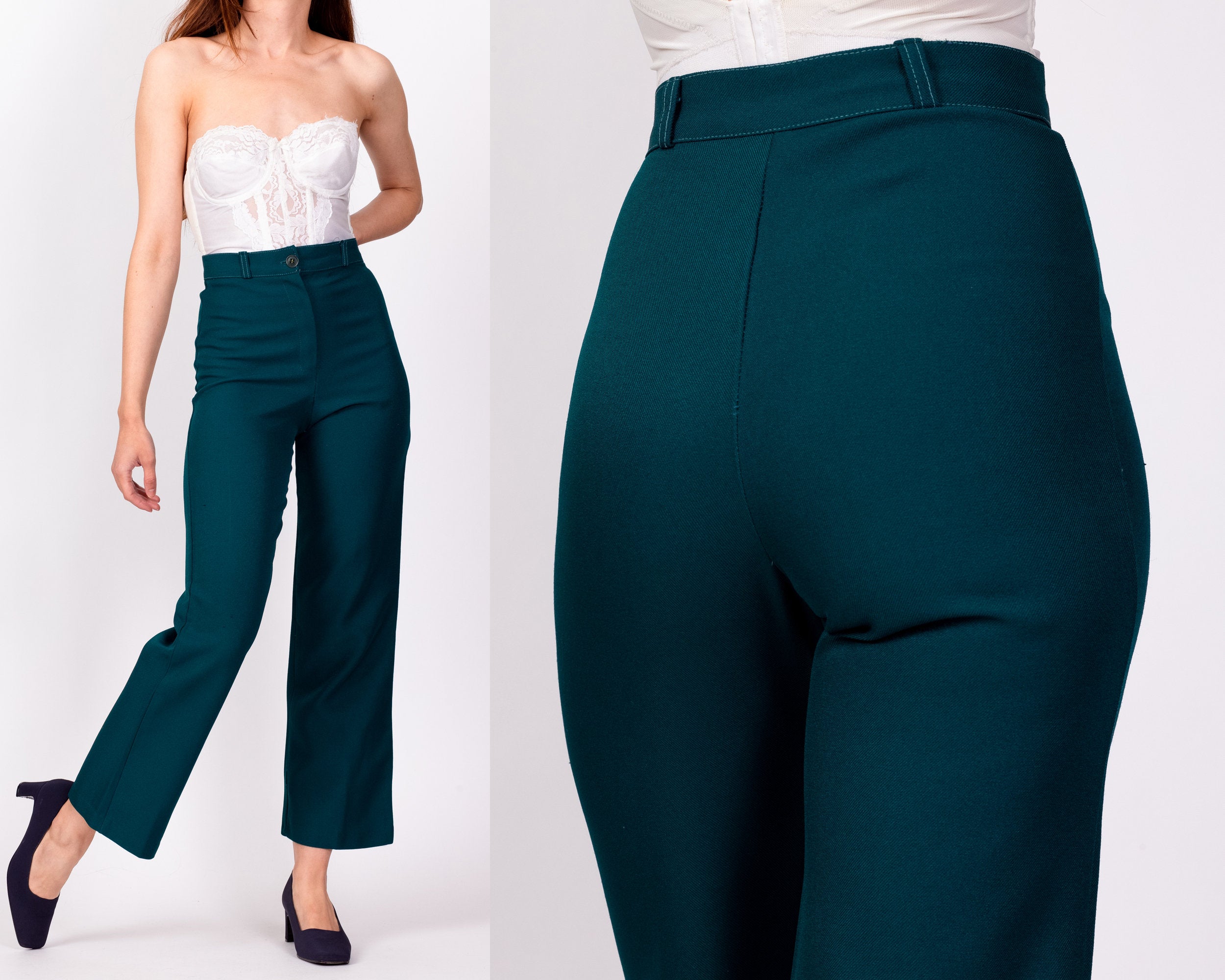 Green Seamed Split-Hem Trousers | L.O.S Collection