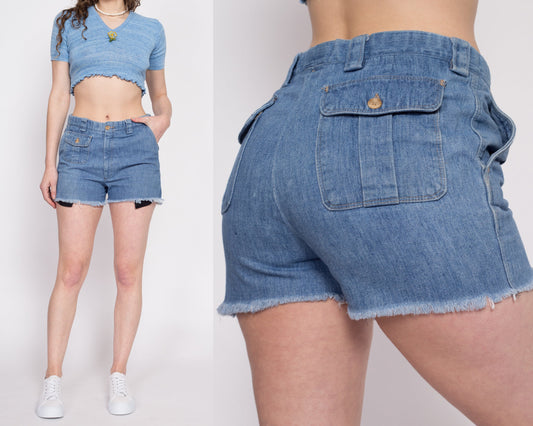 Retro Cut Off Cheeky Jean Shorts - Small