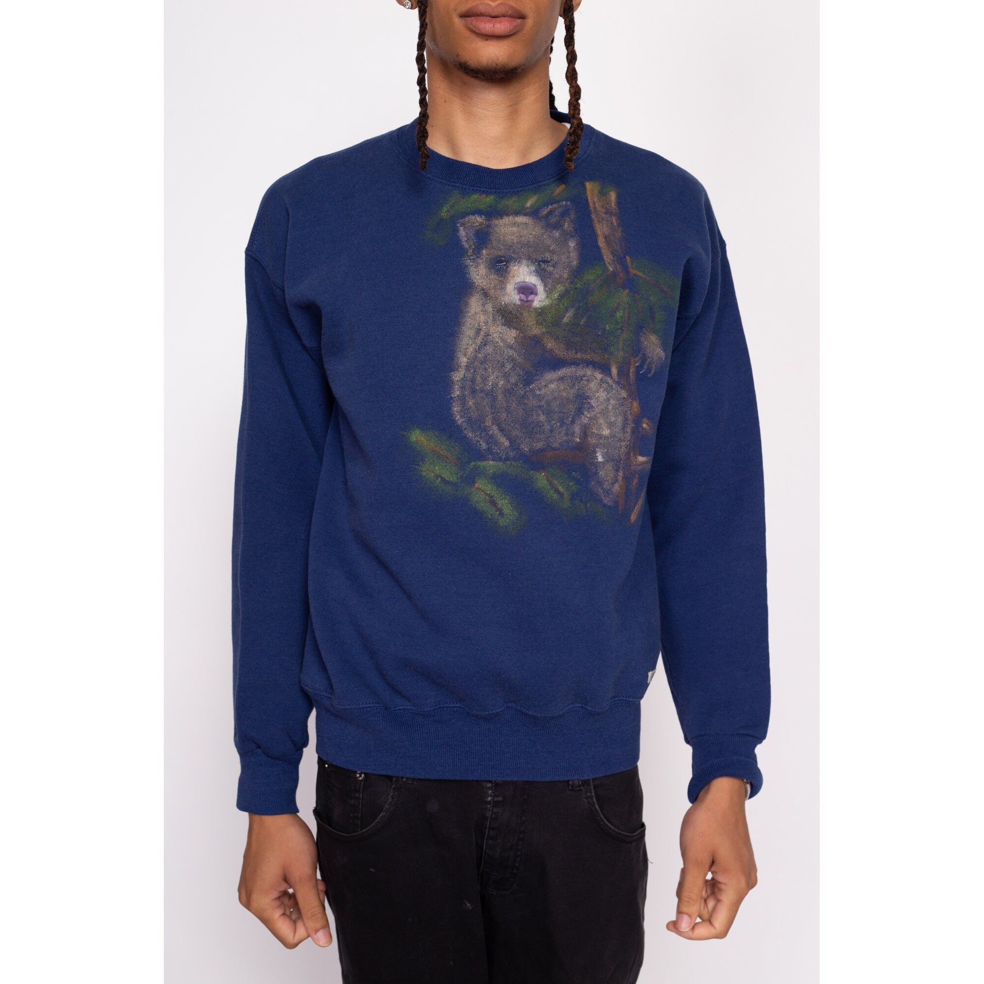 90s Bear Cub Painted Sweatshirt - Men's Medium, Women's Large