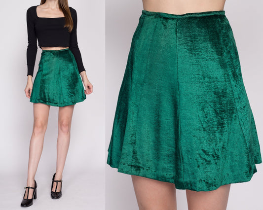 Aayomet Midi Skirts For Women Women's Vintage Velvet Stretchy Mini Flared  Skater Skirt,Green M 