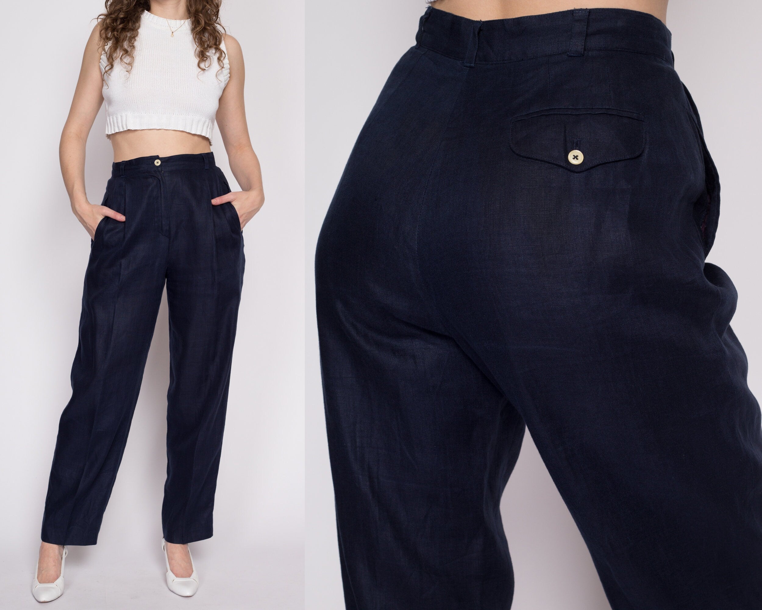 Women's wide high-waisted trousers in regular fit stretch cotton Navy La  Martina | Shop Online