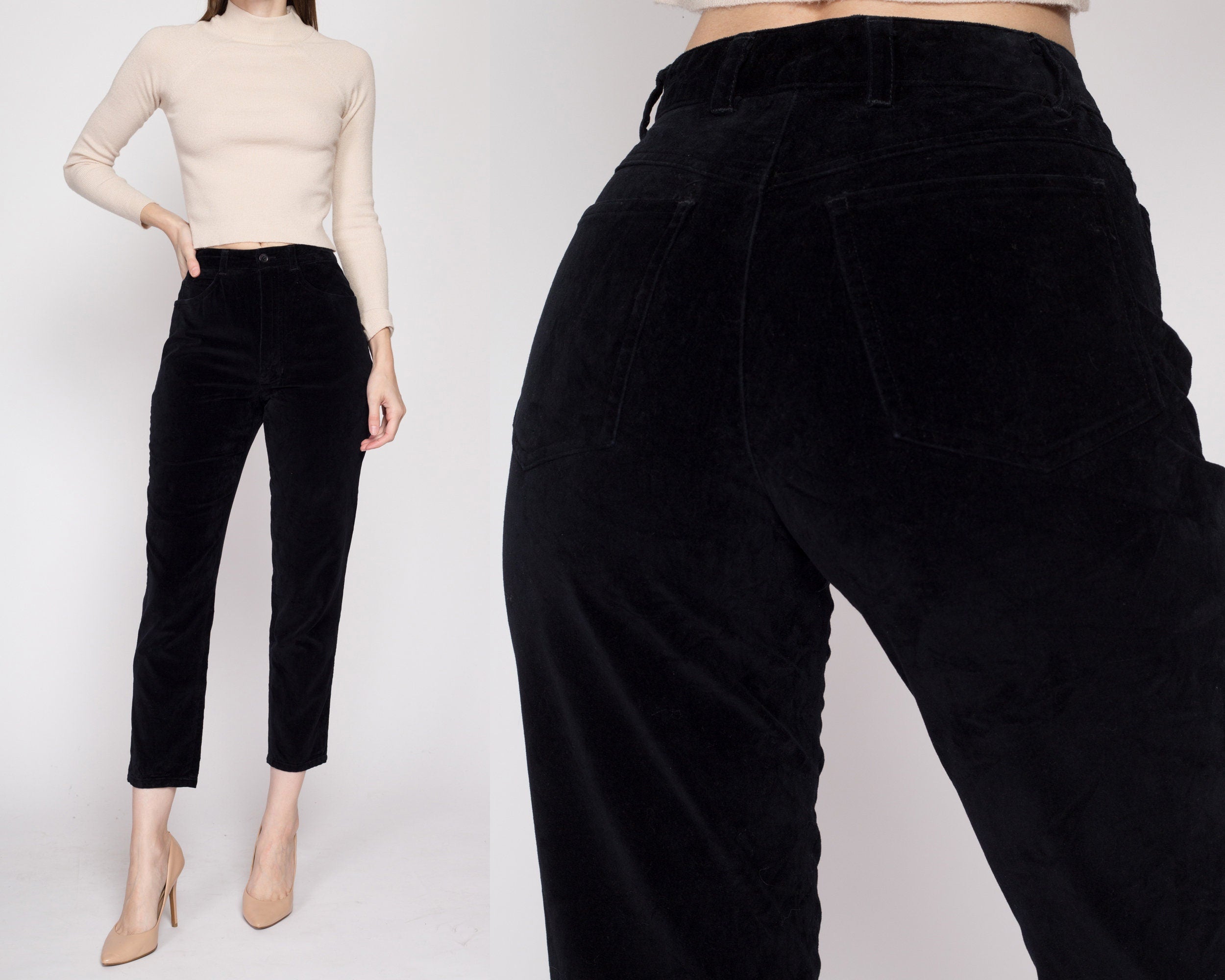 HUAZONG Black Velvet Trousers Women,Ladies Elasticated Wide Flare Leg High  Waist Long Loose Velvet Pants (Black, S) : Amazon.co.uk: Fashion