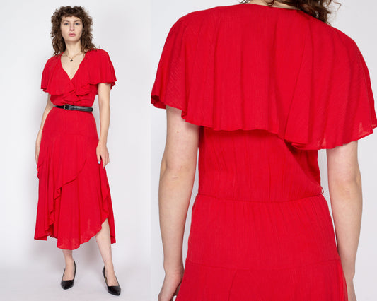 Vintage Bodycon Dress, Criss Cross Back Red Party Dress, Caged Back 80s  Medium to Large M L 