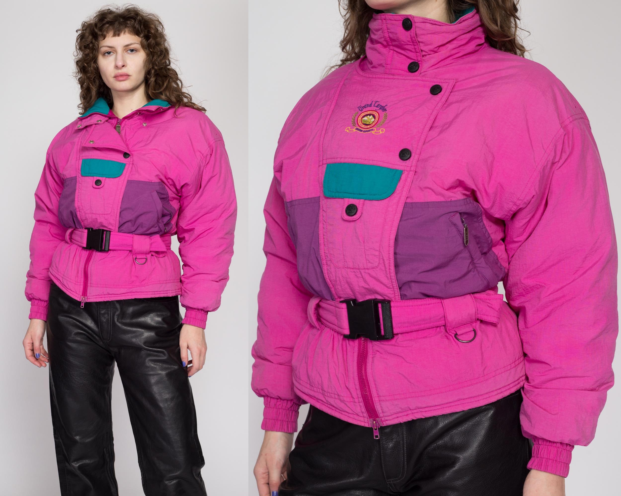 Vintage 80s Ski Jacket Mens M Retro Neon Puffy Puffer Slalom Patch | The  Clothing Vault