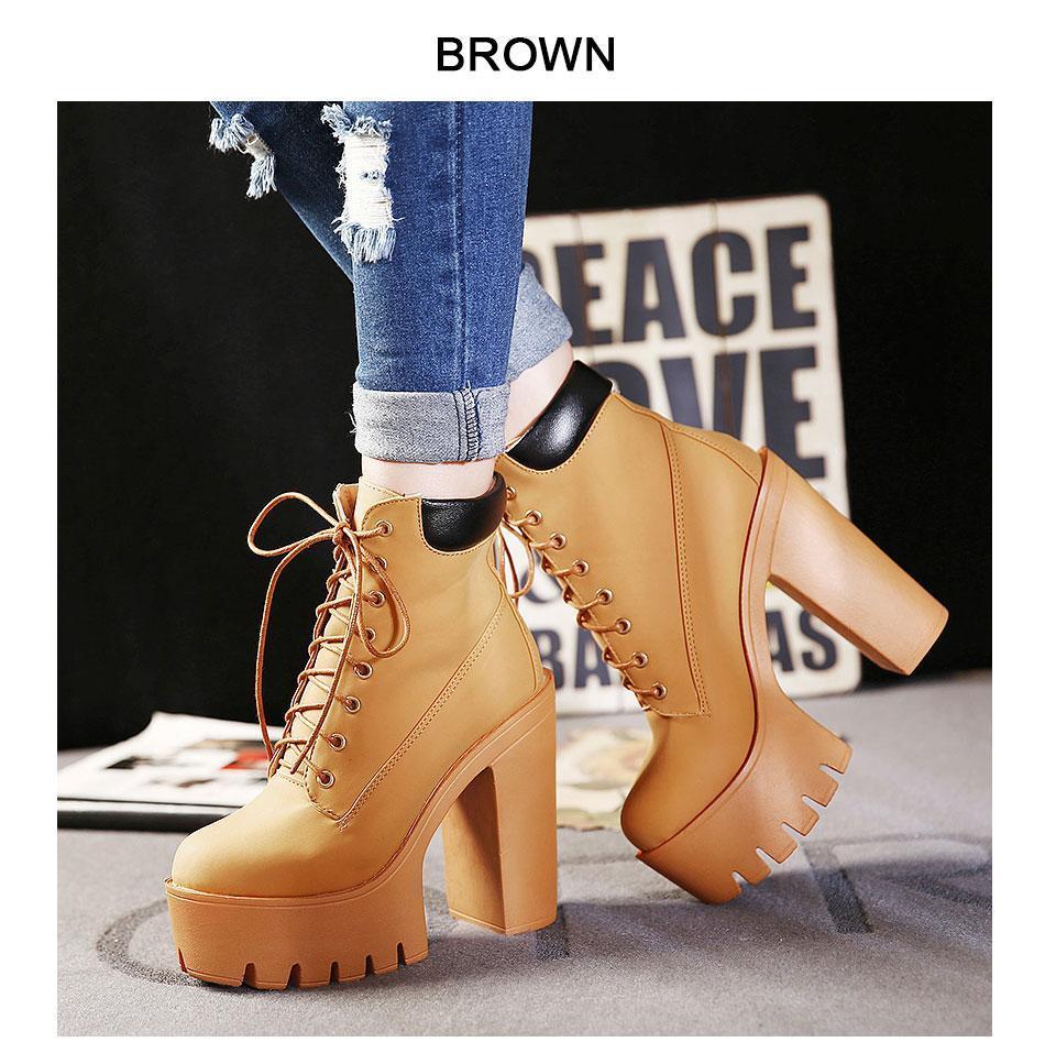 platform ankle boots thick heel
