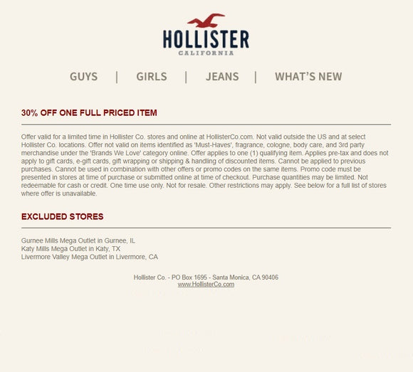 hollister delivery
