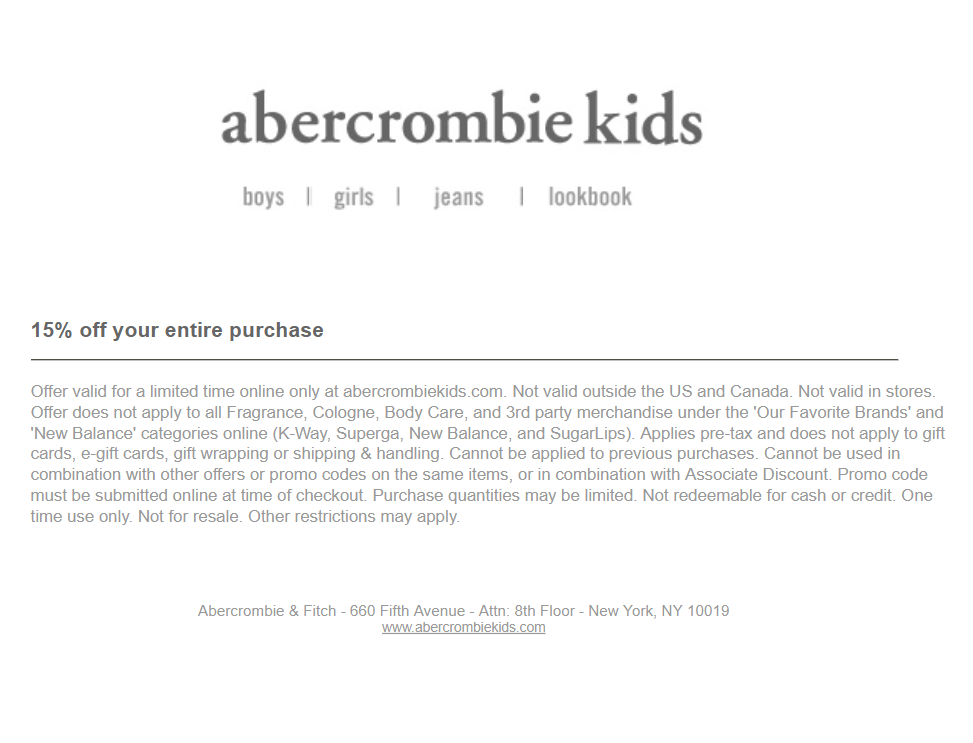 abercrombie 25 off entire purchase