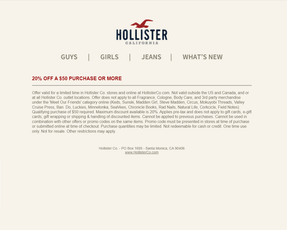 hollister 20 off