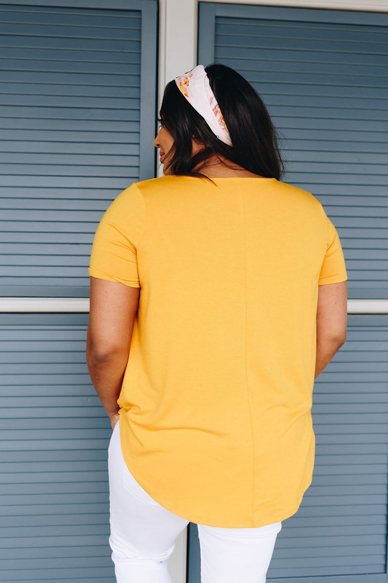 On The Button Basic Top In Marigold