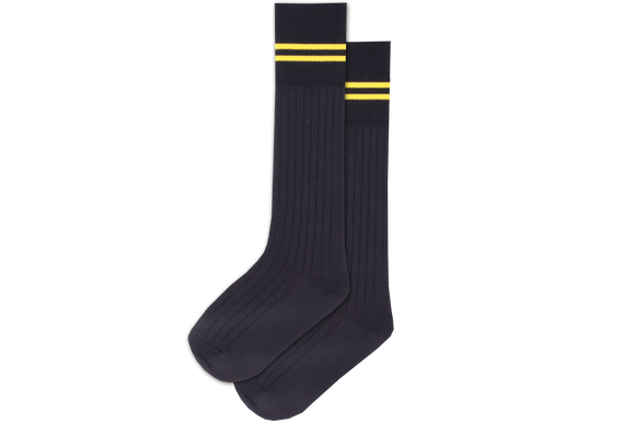 Boys 3/4 Striped Long Socks - Kloof Senior Navy/Yellow