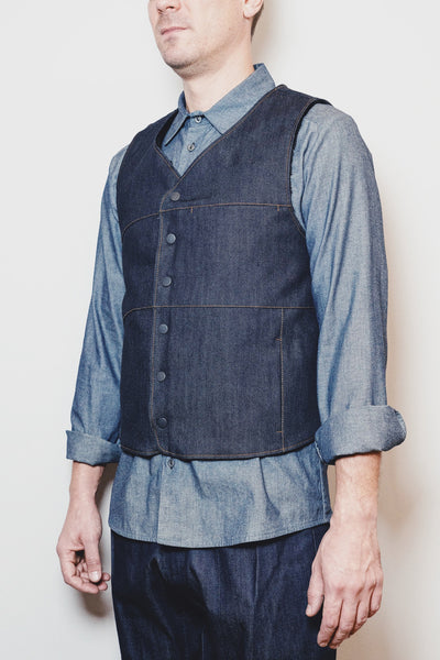 raw denim vest