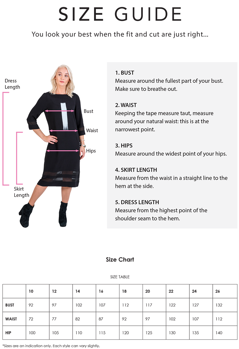 Designer Dress Size Chart