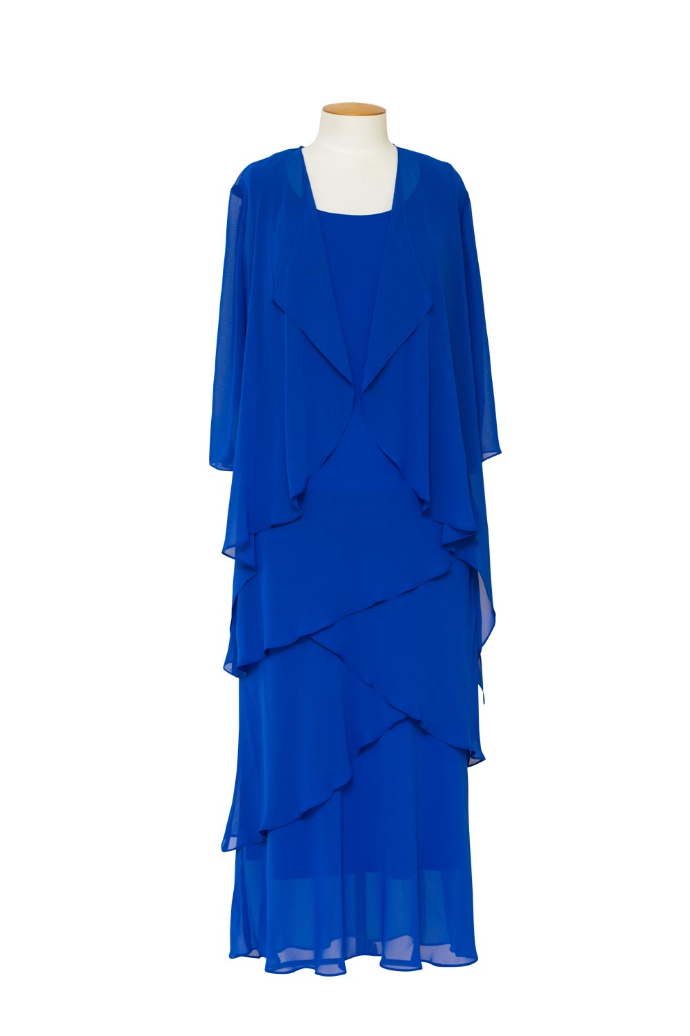 Layla Jones - LJ0148 Layered Chiffon Dress with 3/4 Sleeve Jacket ...